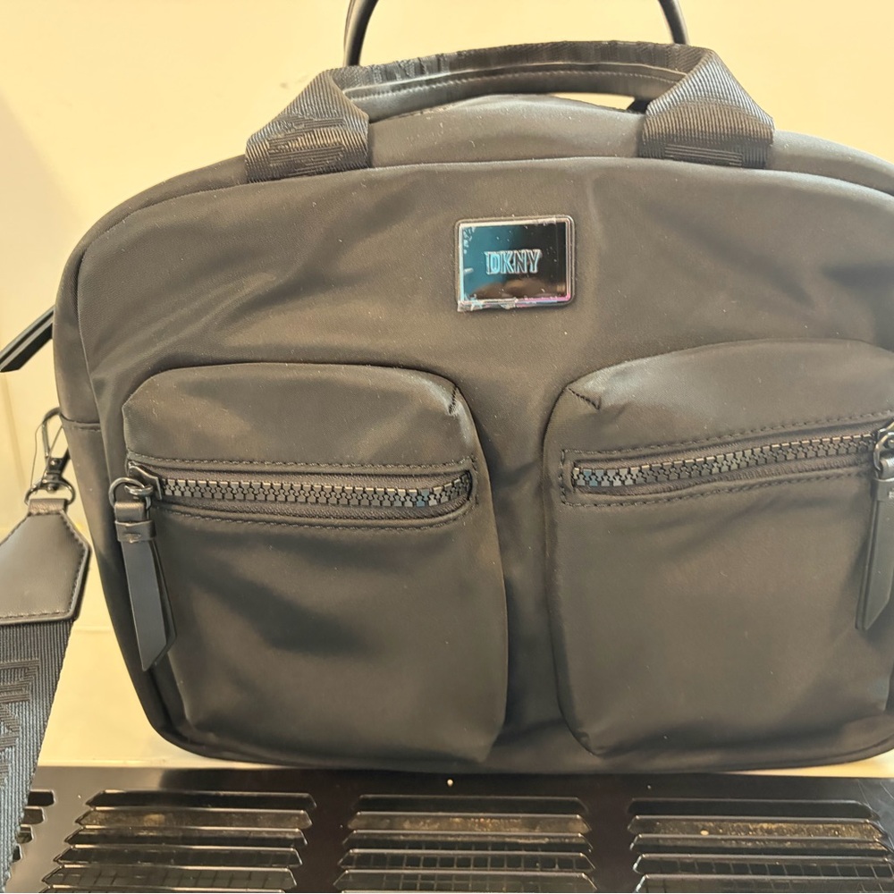 DKNY Black Nylon Bag Dual Front Pockets